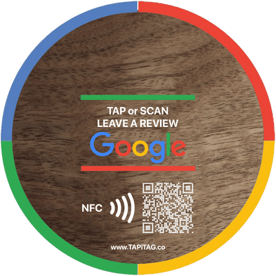 TAPiTAG Google review NFC tag WALNUT 