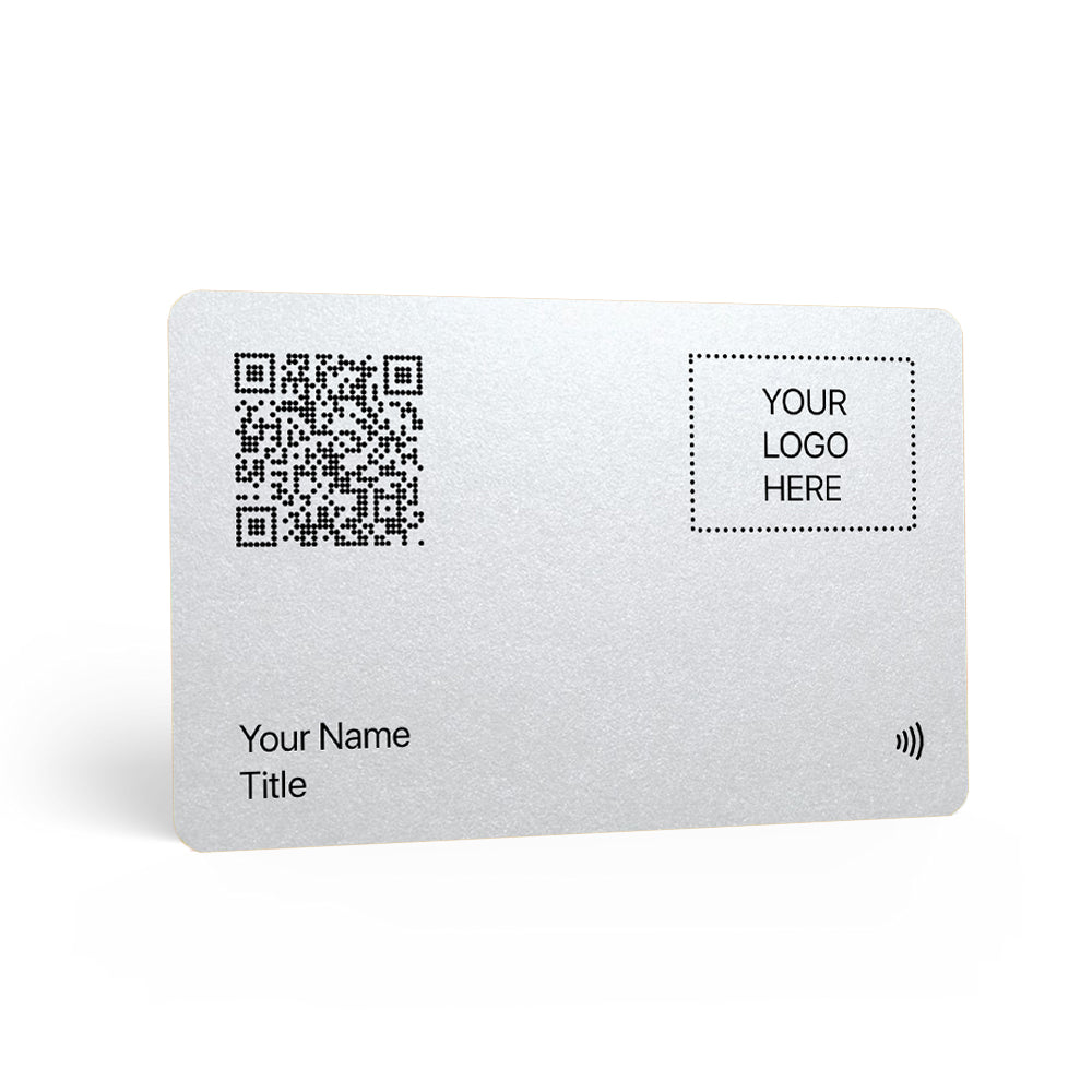 Silver PVC NFC-Enabled Digital Business Card. 