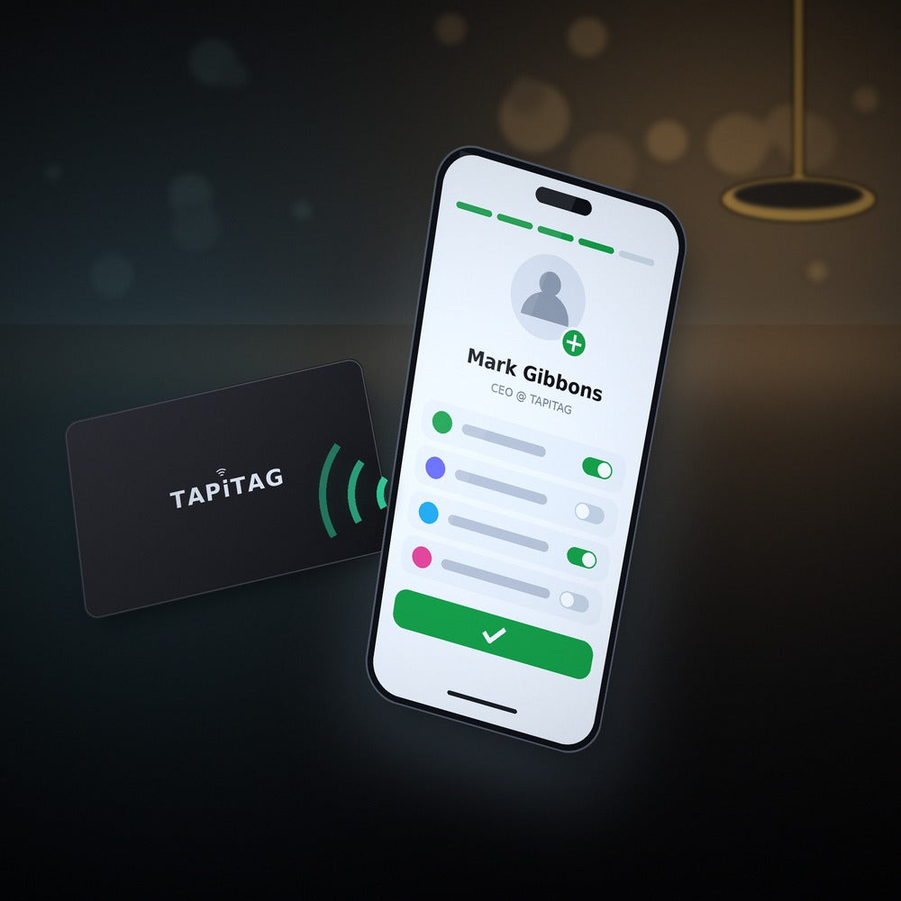 TAPiTAG NFC card and profile setup on phone