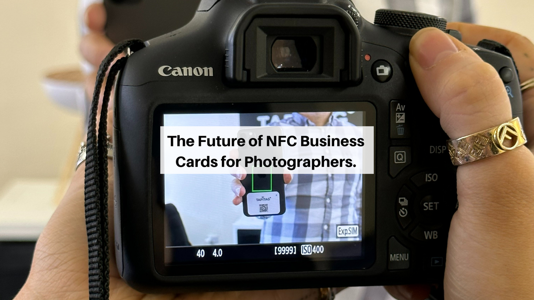 photographer sharing his portfolio NFC-enabled digital business card