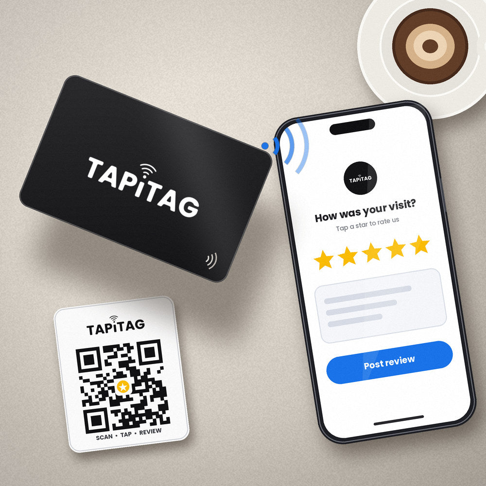 TAPiTAG Google review NFC card and QR code