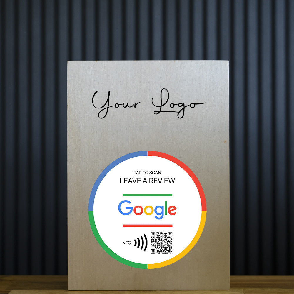 A5 Wood Box Table Talker | Google Review NFC Tag