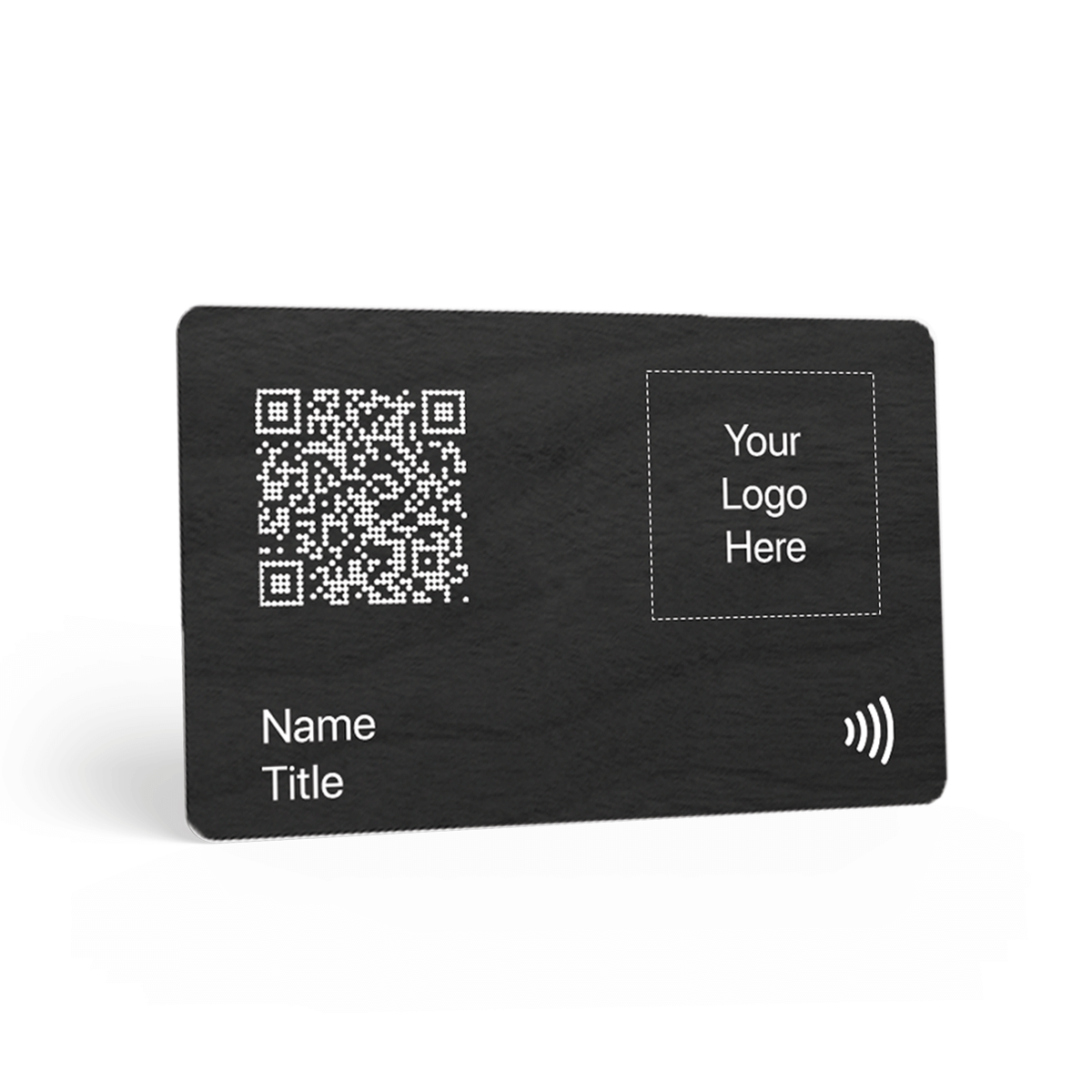 TAPiTAG Black Bamboo Digital Business Card with NFC and QR Code – An elegant business card in black bamboo, seamlessly integrating NFC and QR Code technology for efficient and stylish contact information exchange.