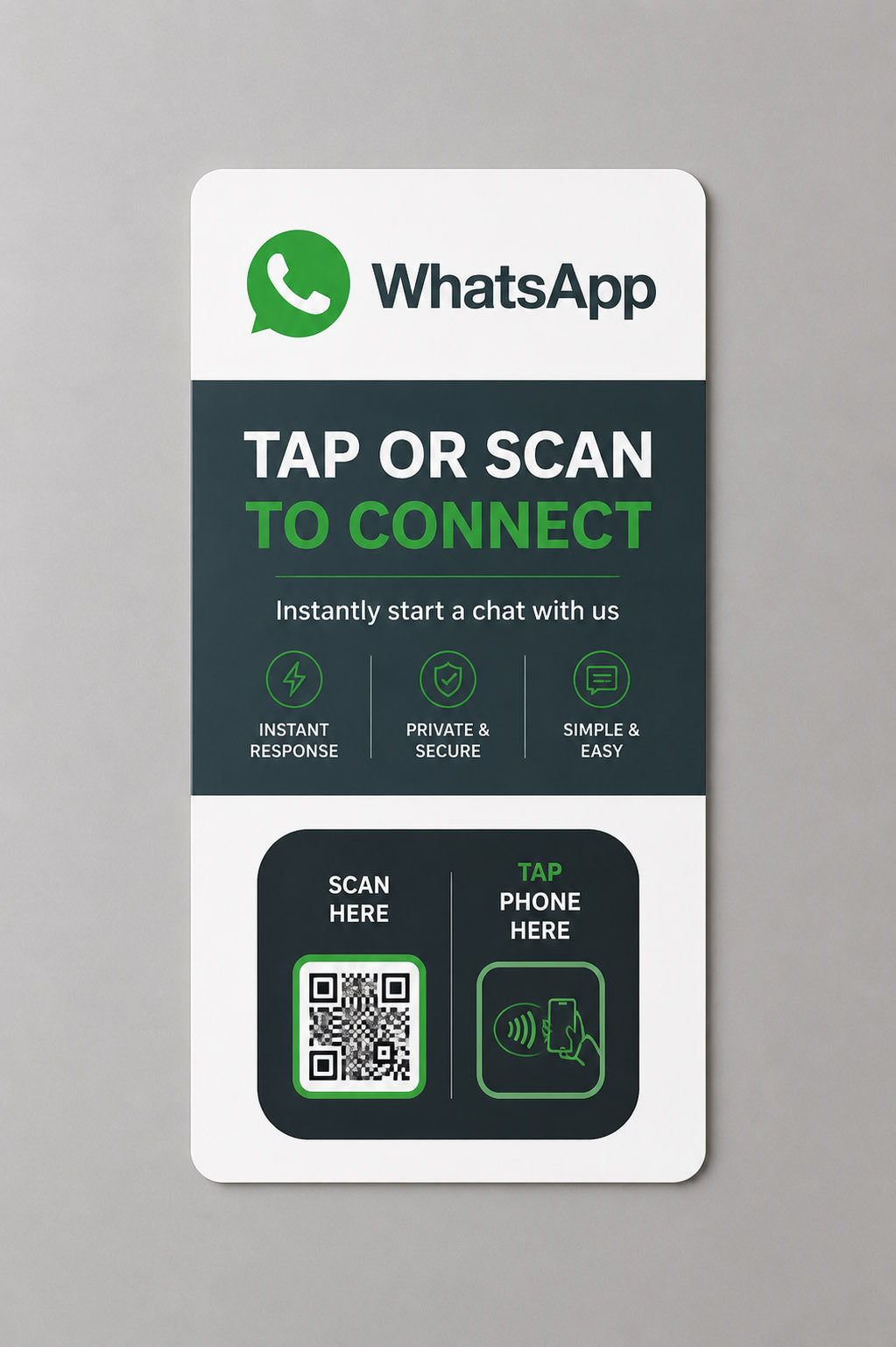 TAPiTAG WhatsApp Connect Sign™ | NFC & QR WhatsApp Contact Sign