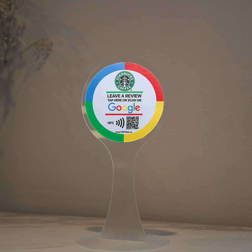 Frosted Acrylic Display Stand with Google Review Tag