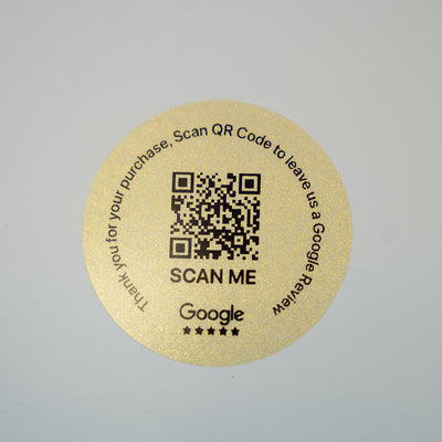 Google Review Sticker Transparent Gold | QR Code | 100 x 50mm stickers