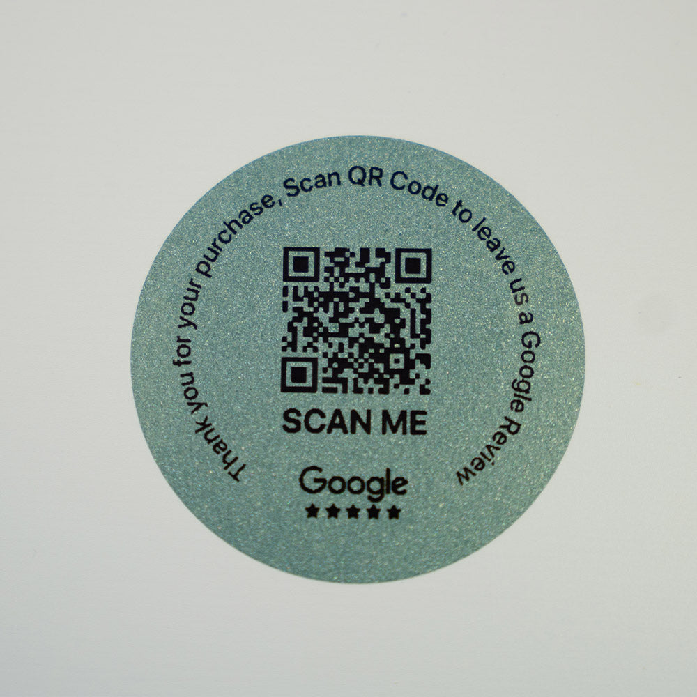 Google Review Sticker Transparent Green | QR Code | 100 X 50mm stickers