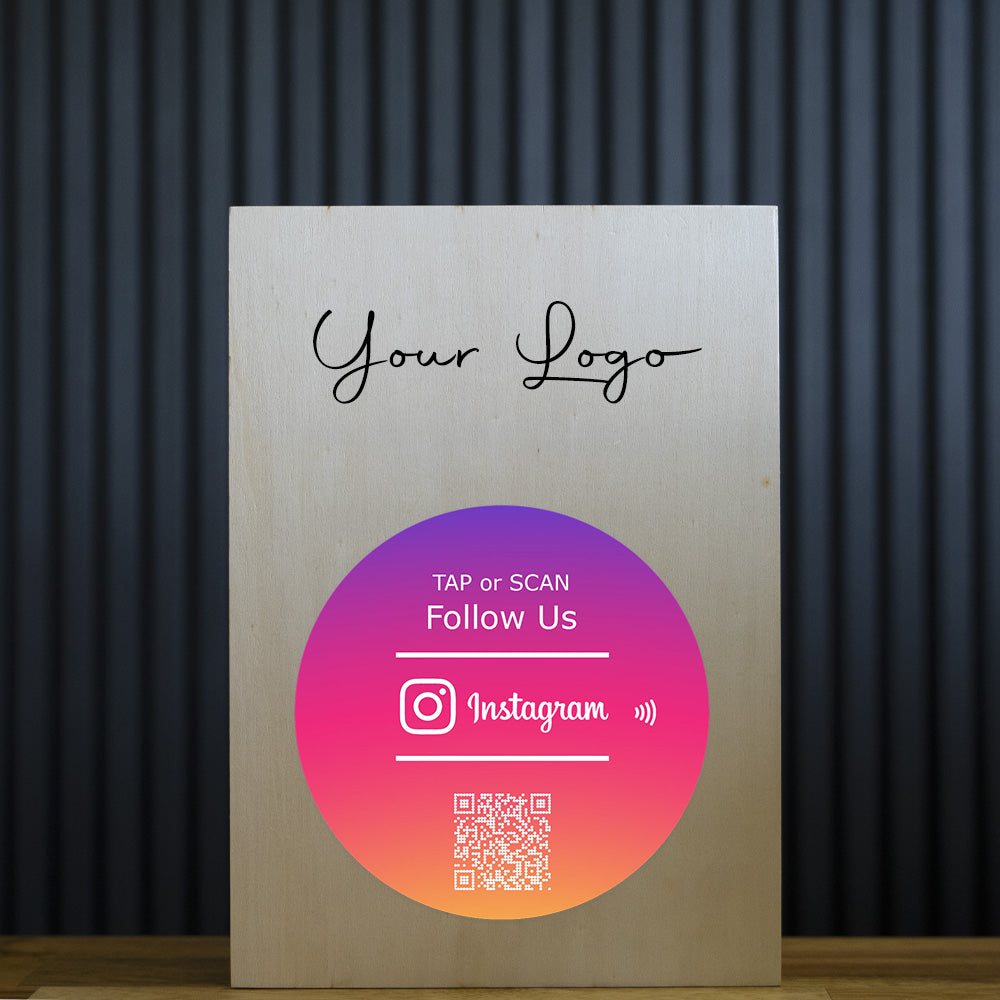 A5 Wood Box Table Talker | Instagram NFC Tag