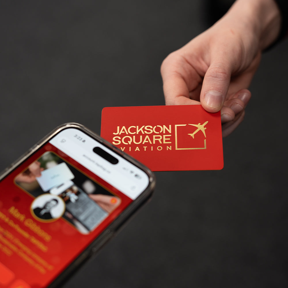 TAPiTAG red Metal Digital Business Card tapping iPhone with NFC