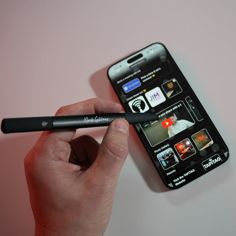 TAPiTAG Smart pen with NFC in packaging with personalised name. 