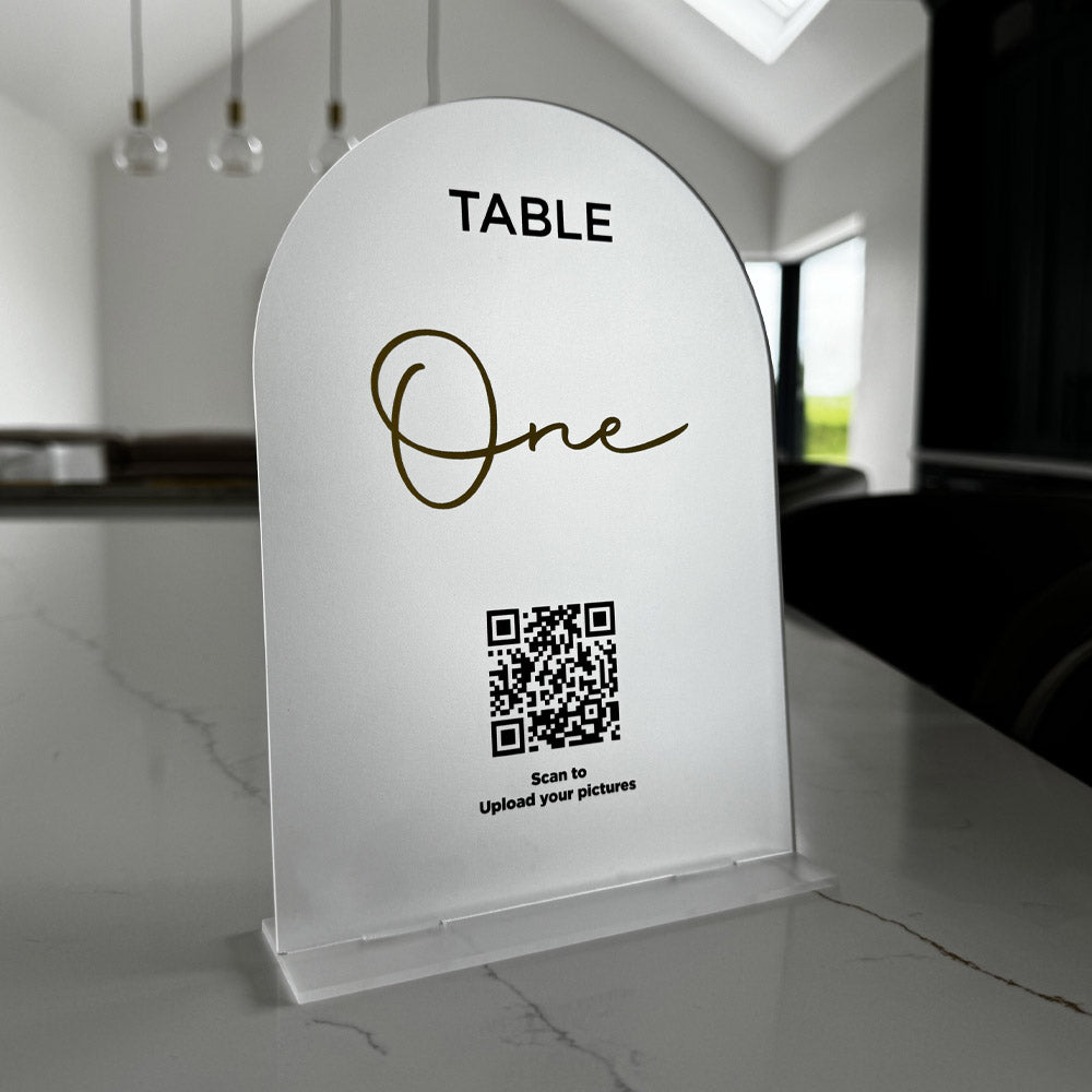 Wedding Photo Sharing Frosted Acrylic Stand with QR Code
