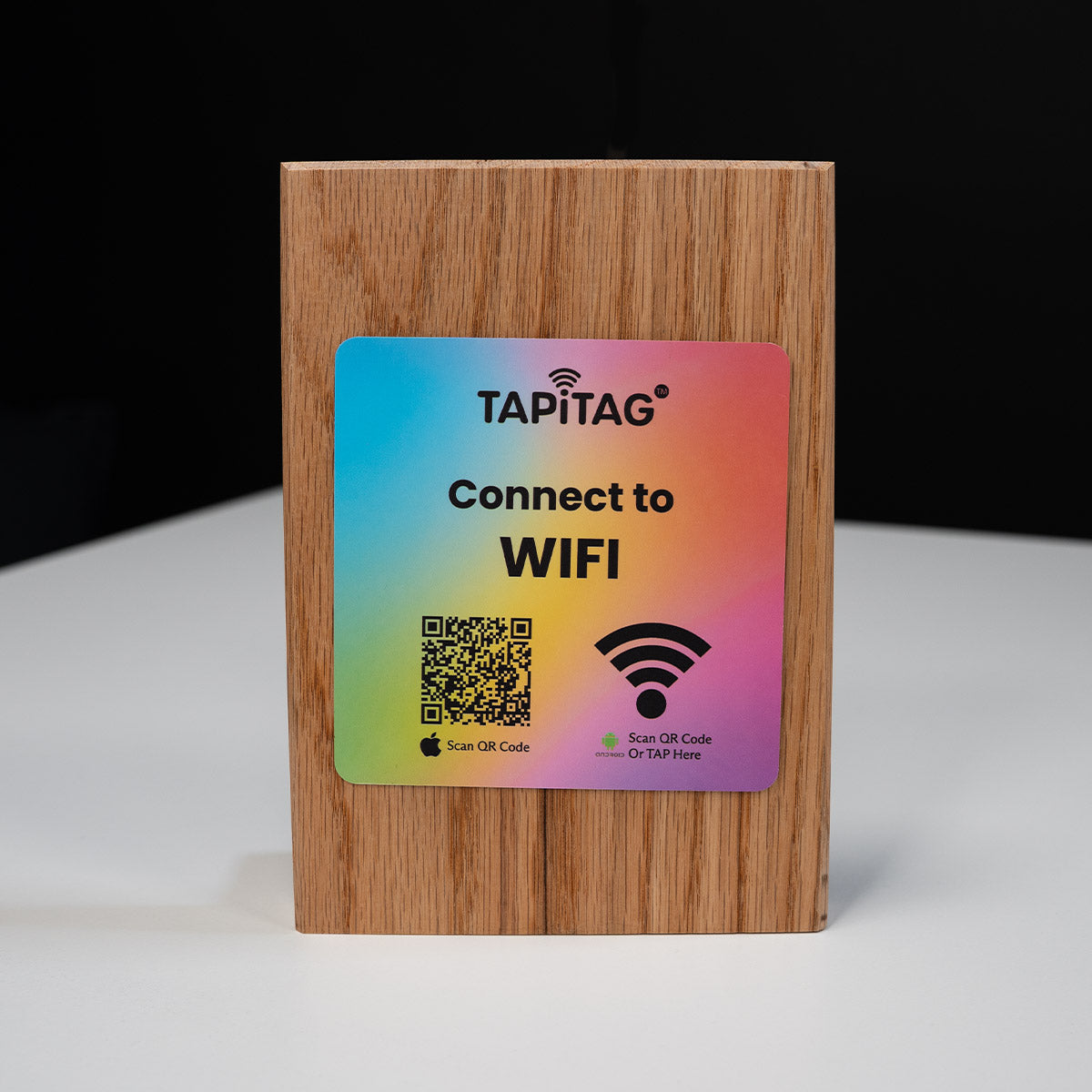 Luxury Red Oak A5 Display Stand with NFC Tag & QR Code