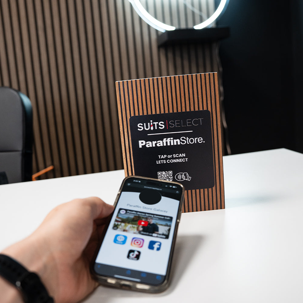 ParaffinStore smart display product packaging with 'Suits Select' branding on a white surface.