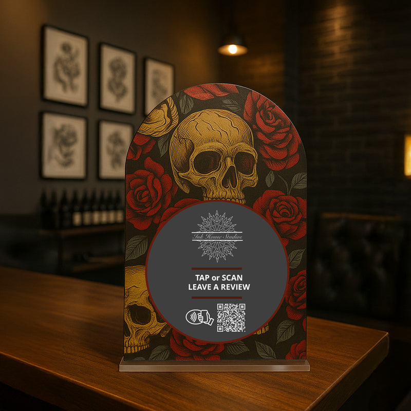 Display Stand | Google Review NFC Tag |  A5 | Frosted Acrylic FOR TATTOO PARLOURS