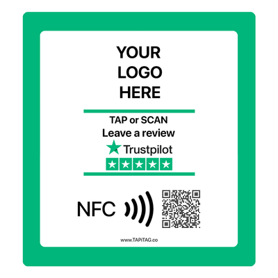 TrustPilot Square Tag 200mm nfc QR Code add your logo