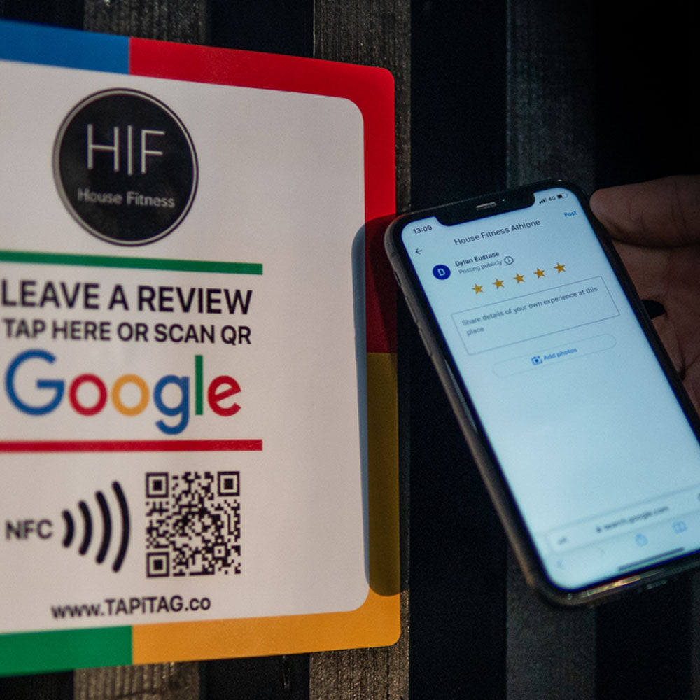 Google Review NFC TAG 200mm square QR CODE GYM ATHONE 