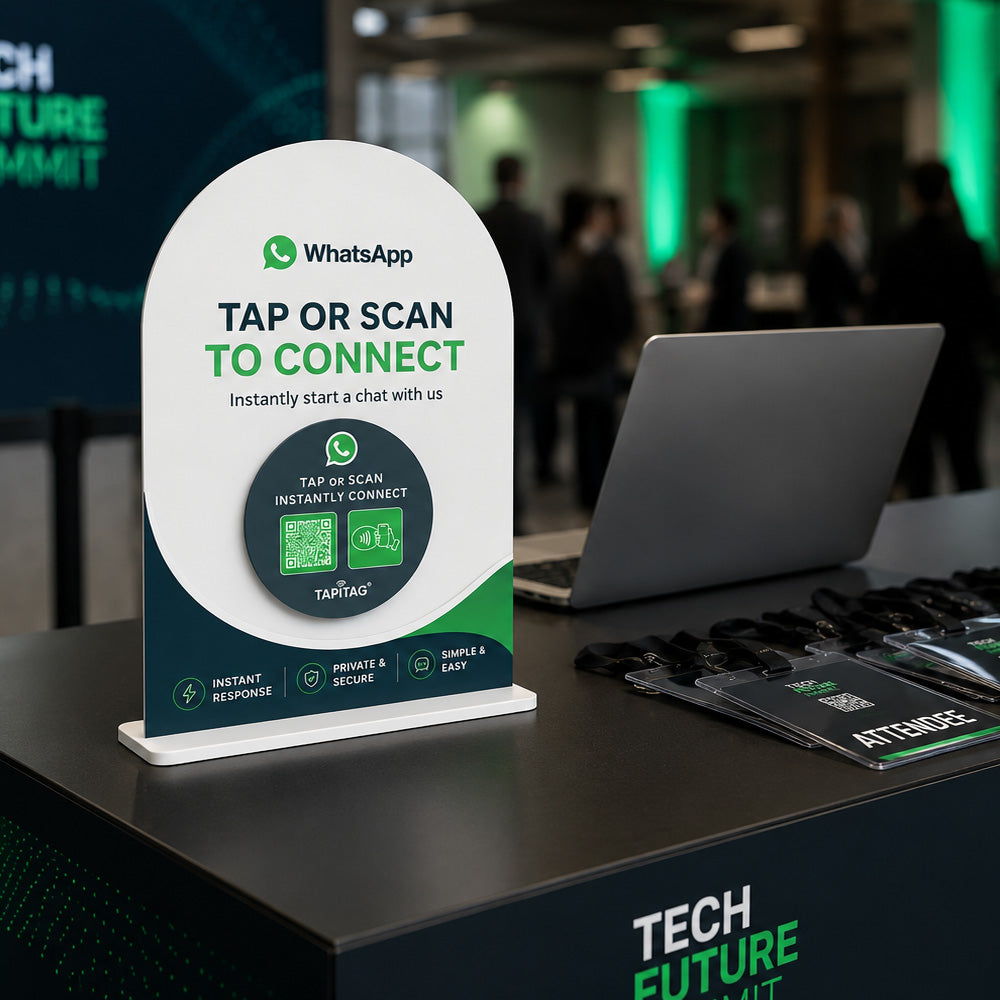 Tapitag WhatsApp NFC Counter Stands – Tap or Scan to Connect