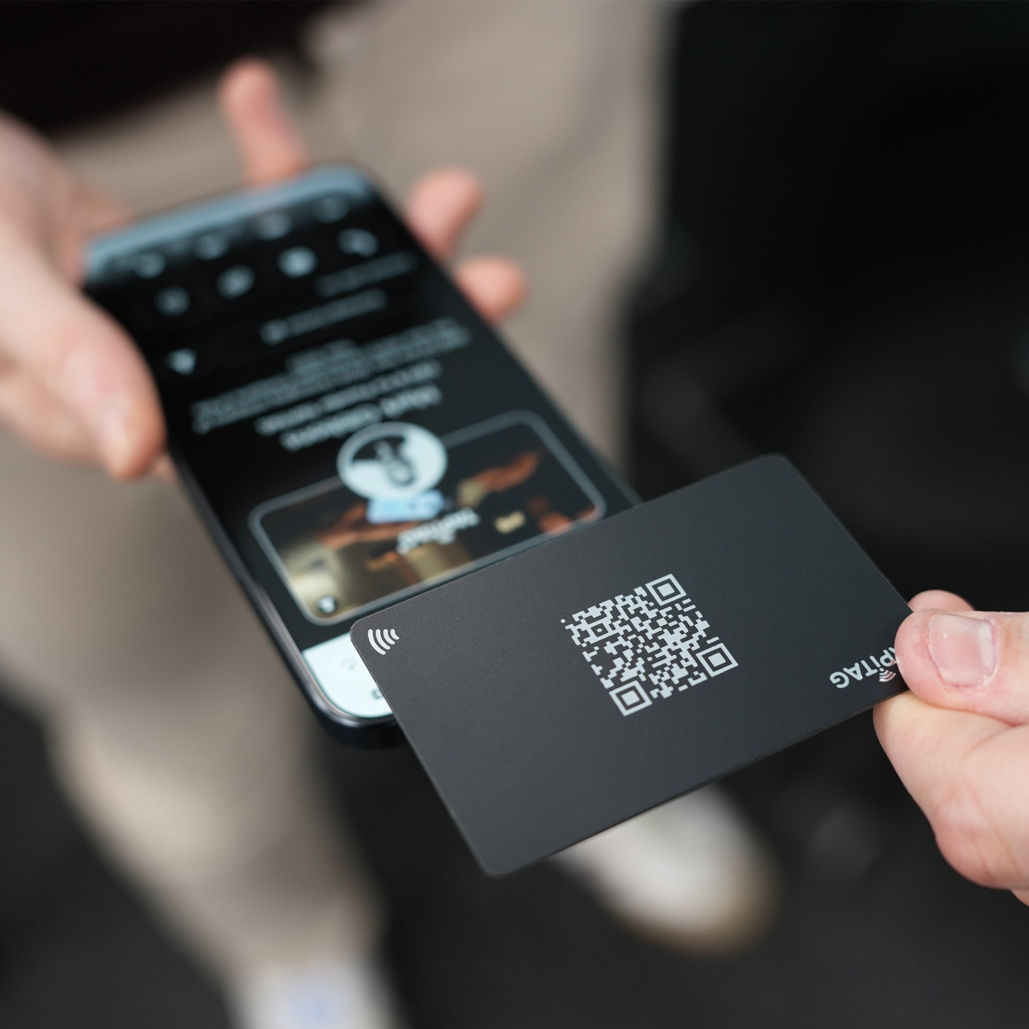 Ready-Made Black PVC Digital Business Card – Silver Foil NFC & QR