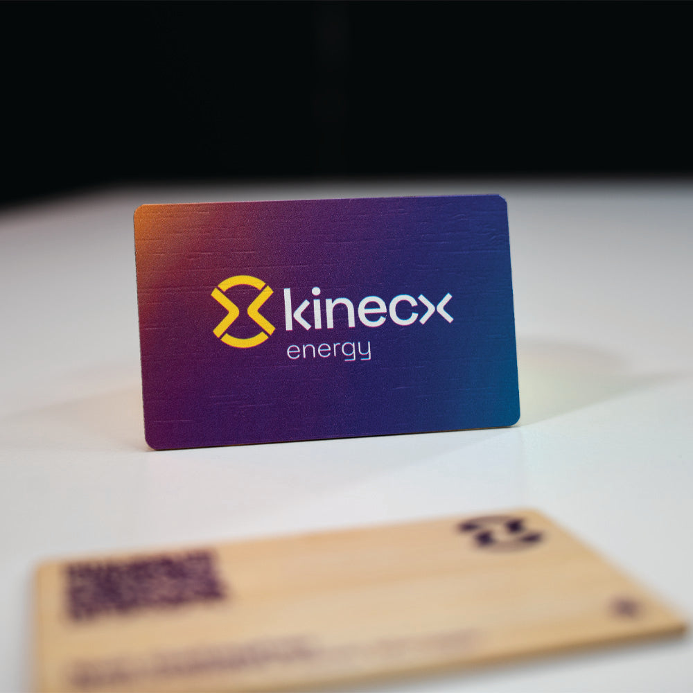 Kinecx energy TAPiTAG Digital Business card with a logo in the background