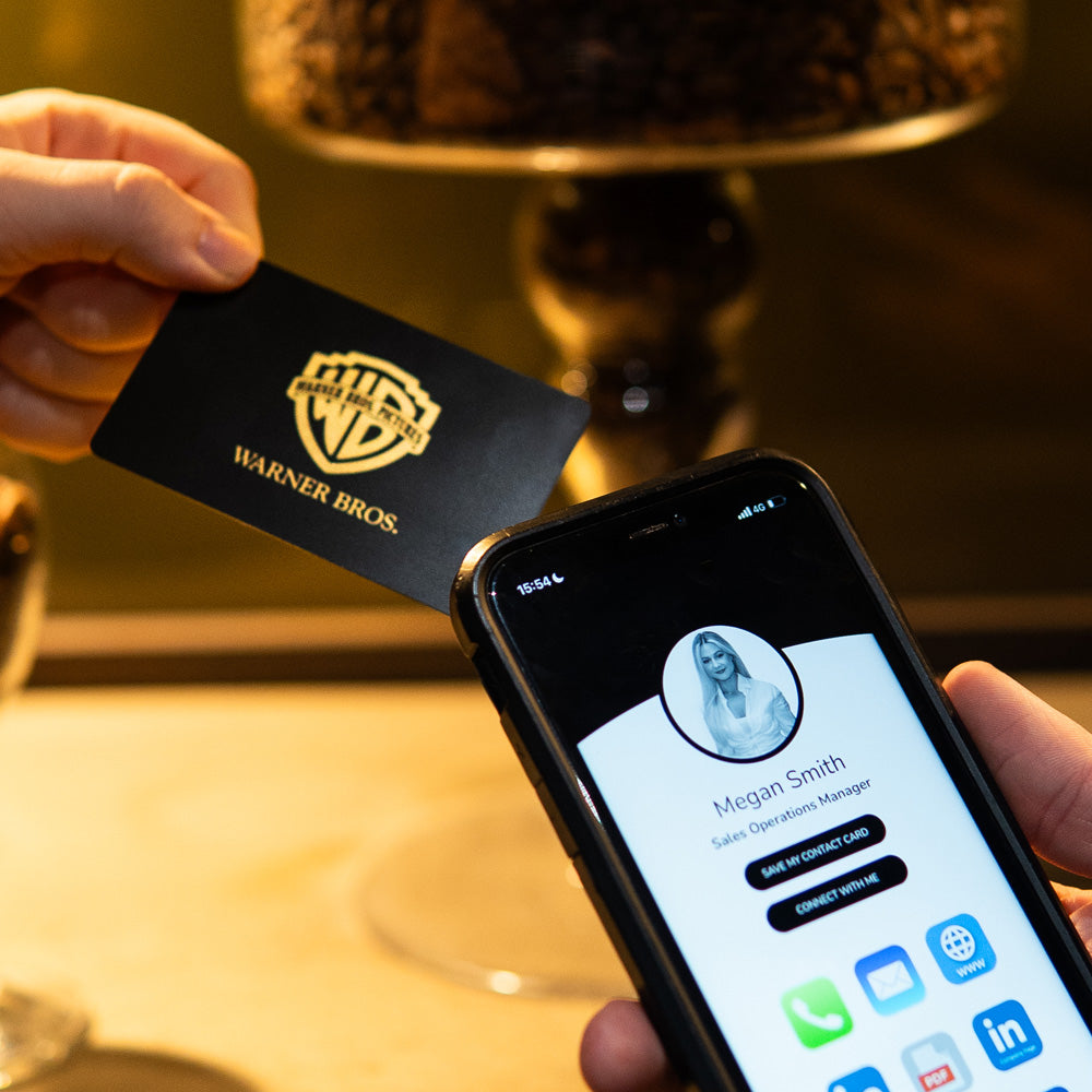 TAPiTAG Black Metal Digital Business Card Gold etch NFC Card warner bros