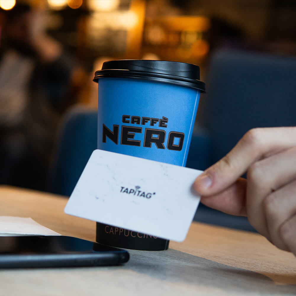 Black Marble NFC Digital Business Card Cafe Nero Shop