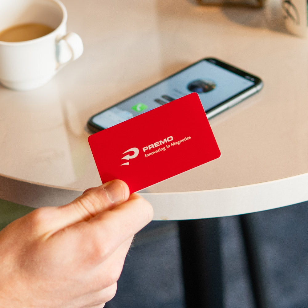 Matte red PVC, sliver print NFC-Enabled Digital Business Card