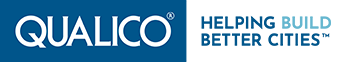Qualico logo with tagline 'Helping Build Better Cities' on a blue background