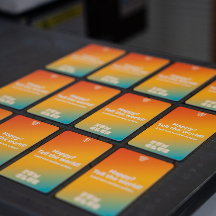Rum Club Colorful gradient Google Review Cards with text on a dark surface. nfc cards by TAPiTAG