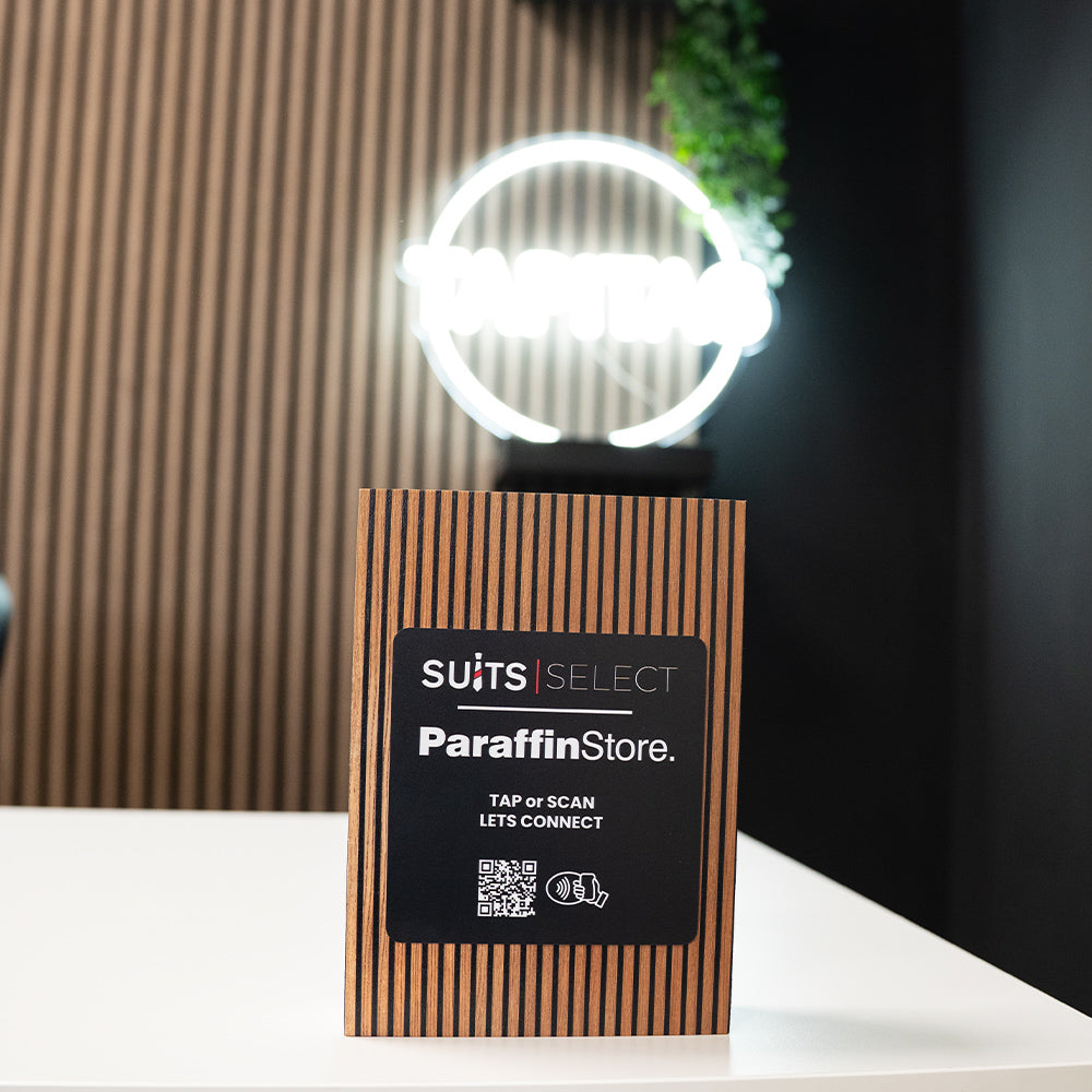 ParaffinStore smart display product packaging with 'Suits Select' branding on a white surface.