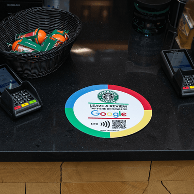Google Review NFC TAG 200mm  QR CODE STARBUCKS COFFEE