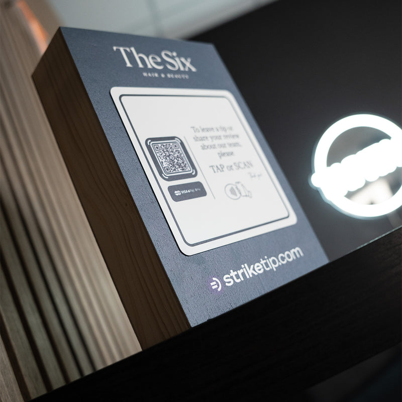 The six Striketip branded TAPiTAG smart Display with NFC & QR CODE