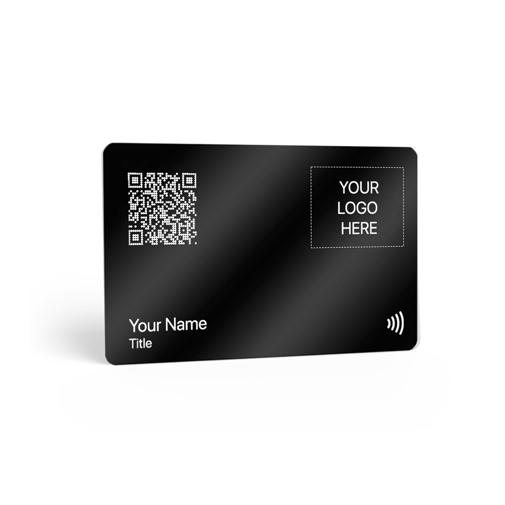 Black matte PVC smart business card with sliver print 