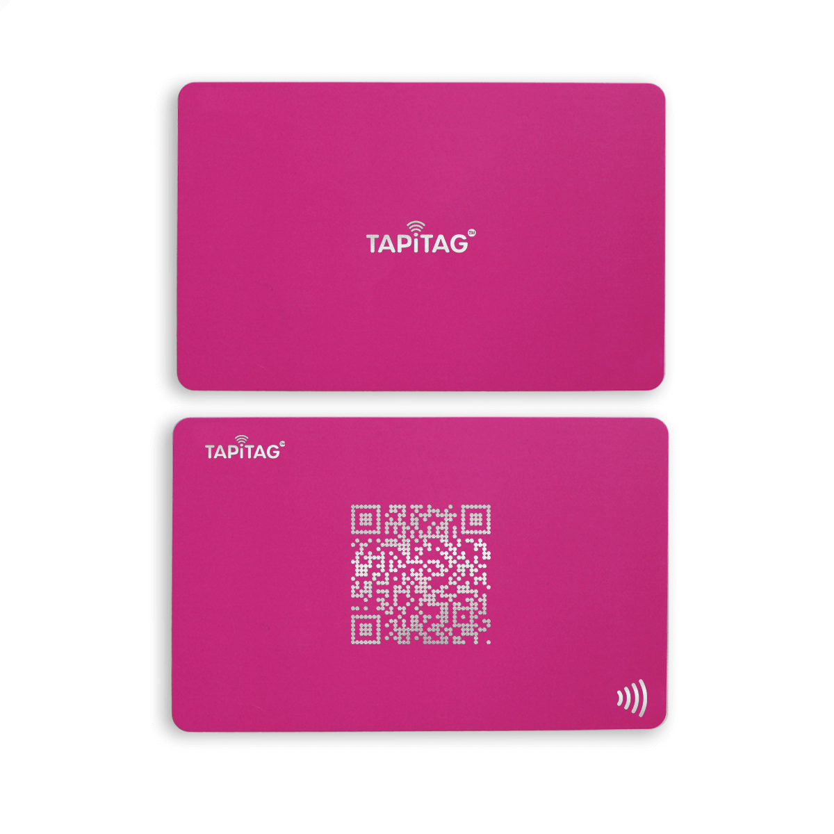 Front and back of pink digital business card 