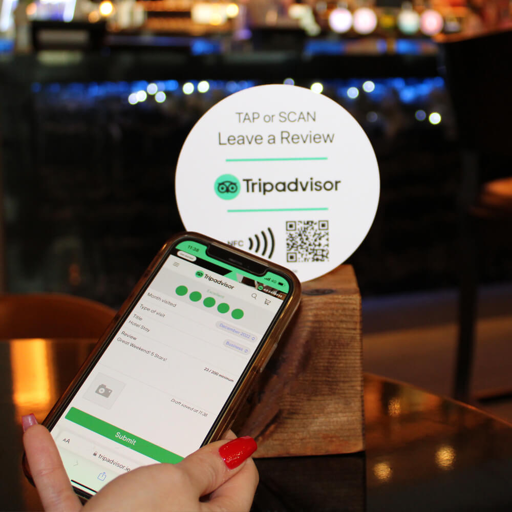 TAPiTAG TripAdvisor NFC QR Tag bar restaurant ho Get more reviews Googlte NFC QR Tag bar restaurant Get more reviews
