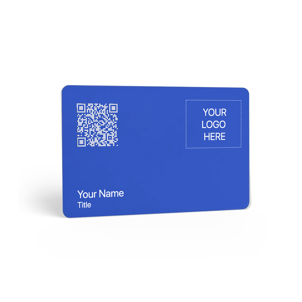 blue TAPiTAG NFC-Enabled Digital Business Card with silver foil print