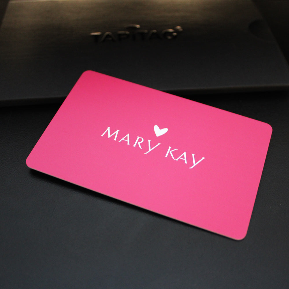 pink NFC-Enabled Digital Business Card with silver foil print