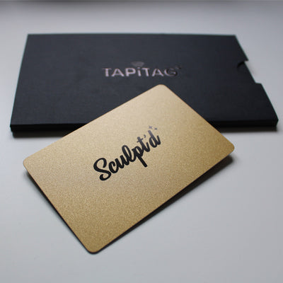 Front of gold matte PVC NFC-Enabled Digital Business Card with custom logo 