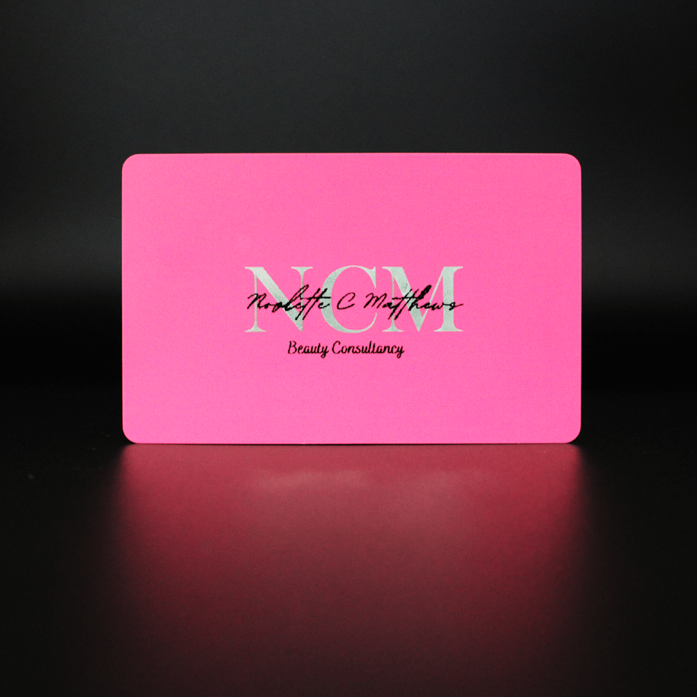 pink NFC-Enabled Digital Business Card with silver foil print