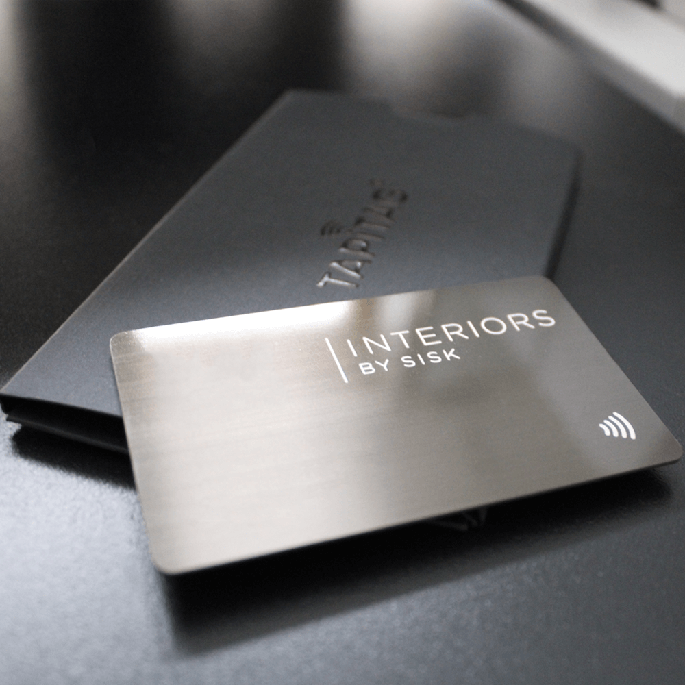 Executive gunmetal NFC Digital Business Card front with custom logo 