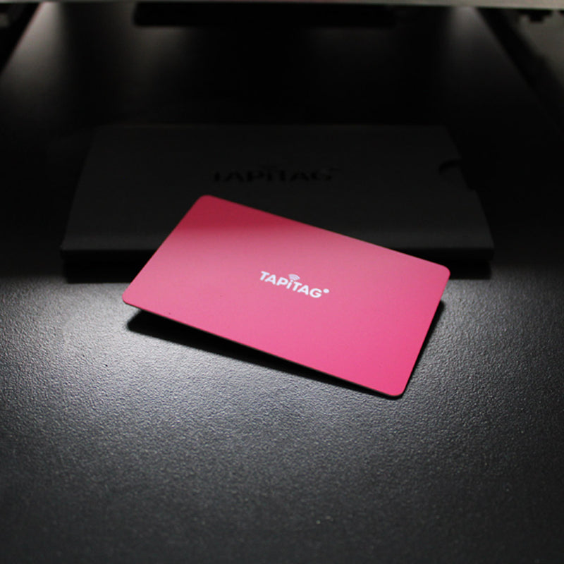 Front of pink digital business card 